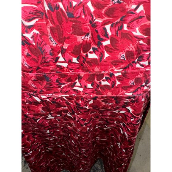 Talbots Red Floral Sleeveless Dress 14W Cotton/Spandex Pockets Boho Cottage Core - Picture 10 of 12